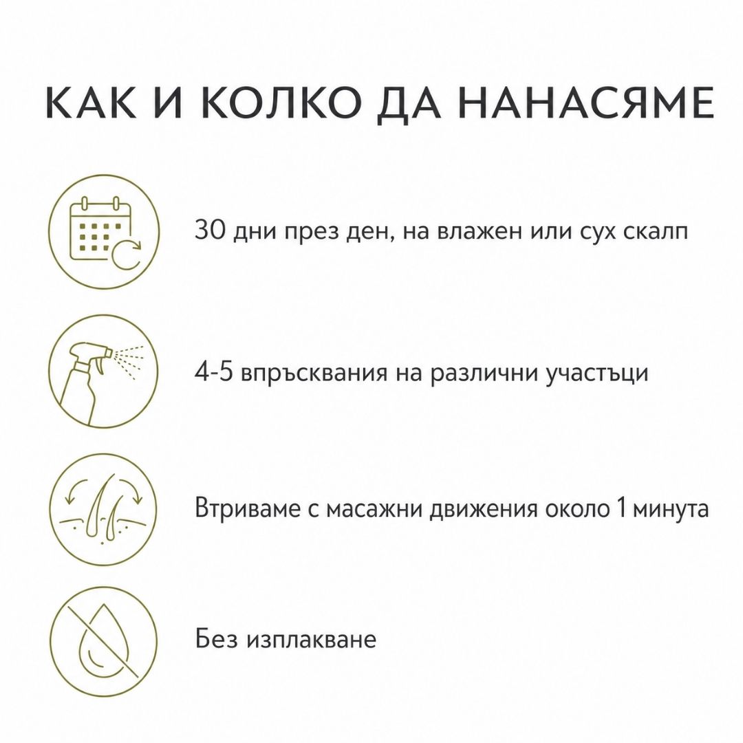 Начин на нанасяне на серум против косопад и за растеж на косата на Kalianto на скалпа