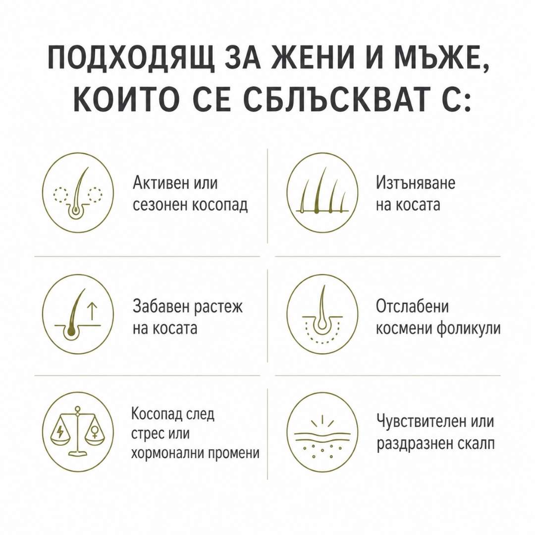 Серум против косопад и за растеж на косата Kalianto - подходящ при изтъняване и стрес, за мъже и жени