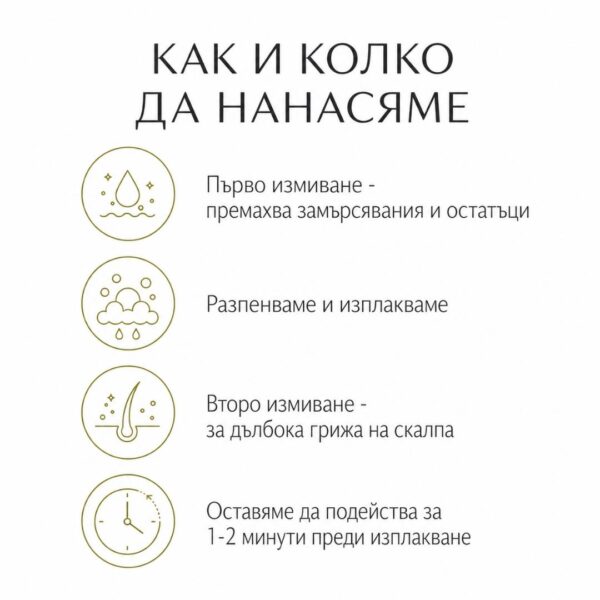 Начин на нанасяне на шампоан против косопад Kalianto